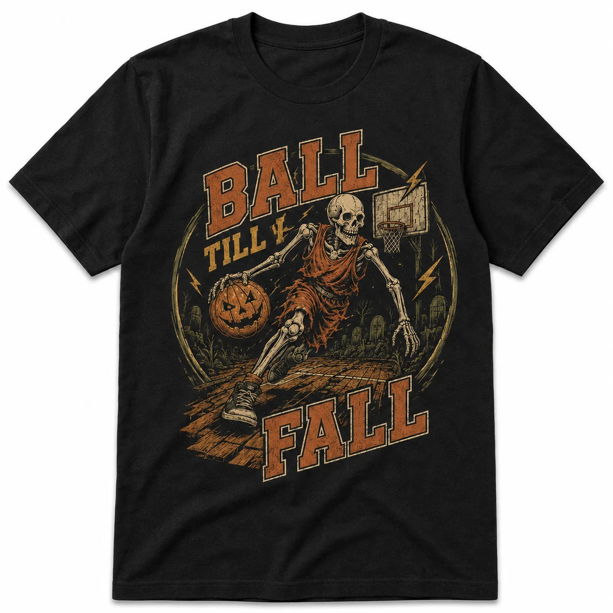 Ball Till I Fall Basketball Halloween Skeleton Shirt