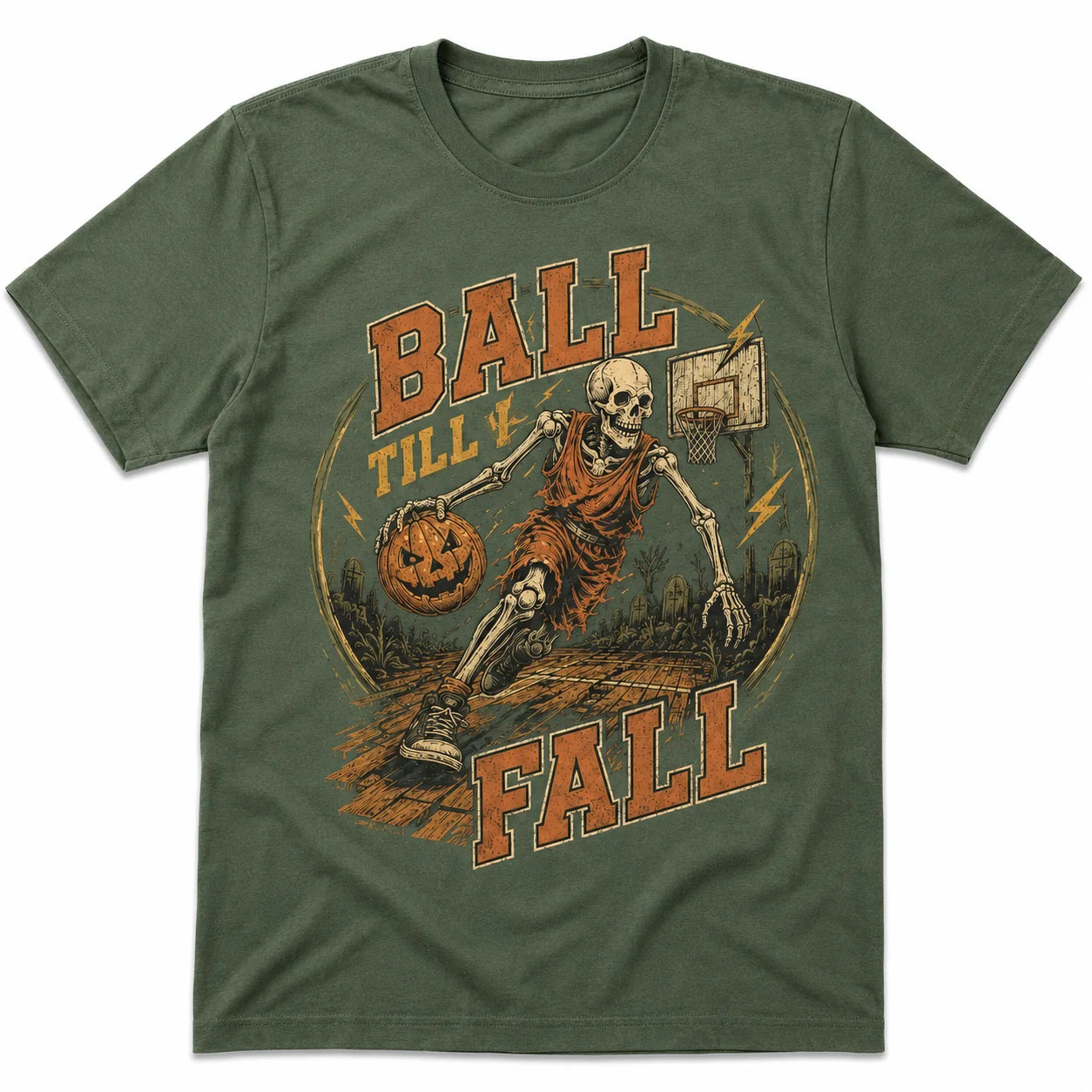 Ball Till I Fall Basketball Halloween Skeleton Shirt