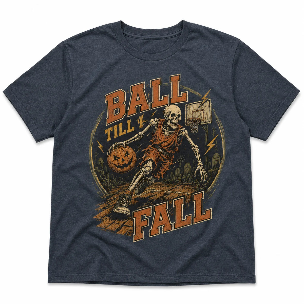 Ball Till I Fall Basketball Halloween Skeleton Shirt