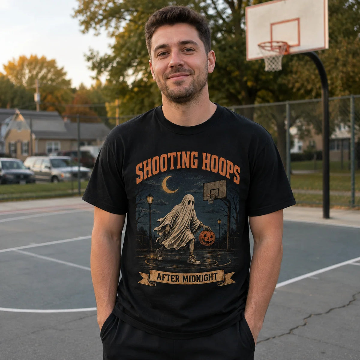 Shooting Hoops After Midnight Basketball Halloween Shirt